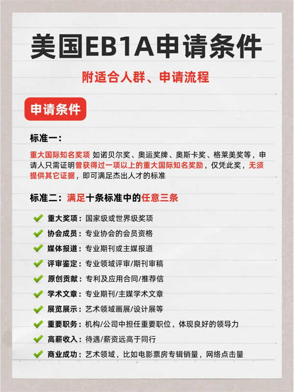 无脑直接抄！赴美攻略|EB-1A移民申请条件