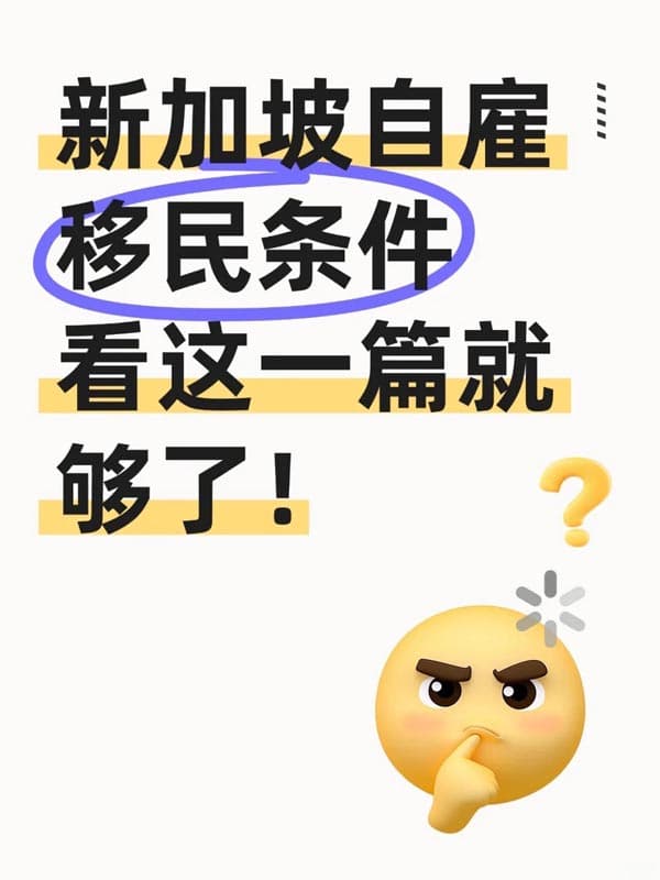 不懂新加坡自雇移民条件？救星来啦！