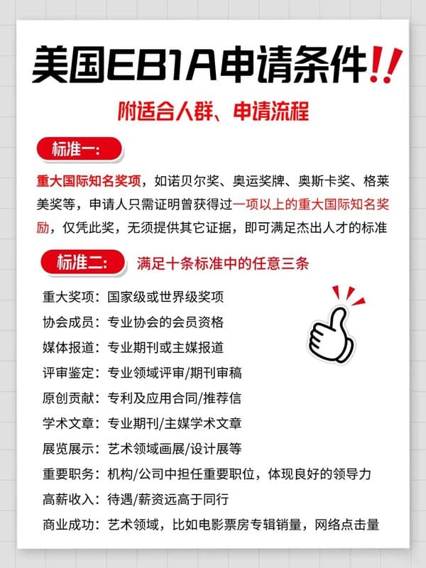 无脑抄!赴美攻略丨EB-1A移民申请条件 无脑抄!赴美攻略丨EB-1A移民申请条件