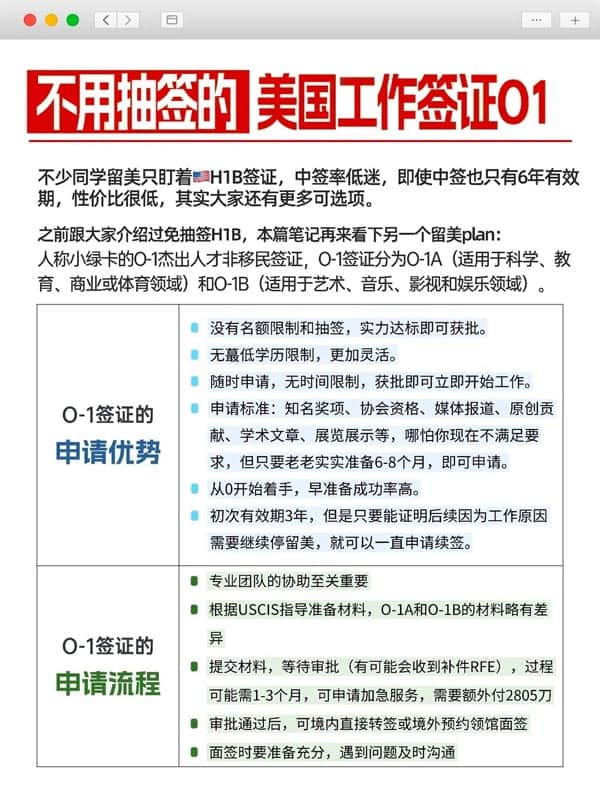 想留美死磕H1B真的没啥用!美国O1签证全解析 想留美死磕H1B真的没啥用!美国O1签证全解析